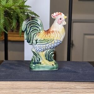 Vintage Colorful Ceramic Rooster Figurine 6" | Hand Painted Kitsch Japan Style